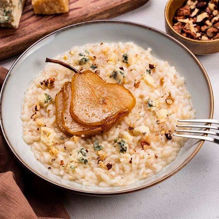 'Risotto' con queso La Peral, pera y frutos secos