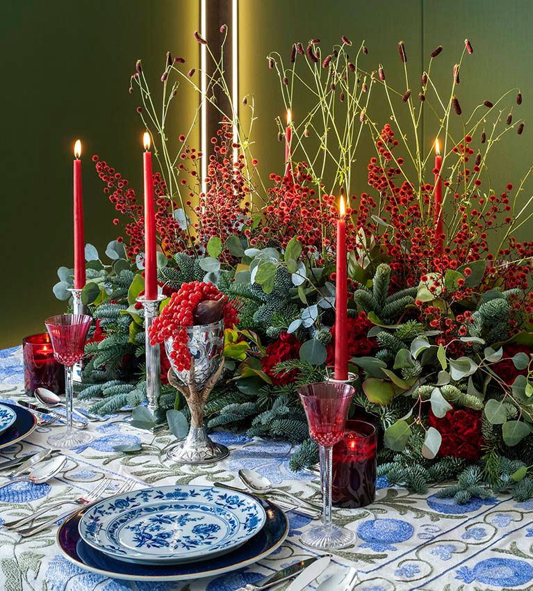decoracion mesa navidad centro floral vegetal 08
