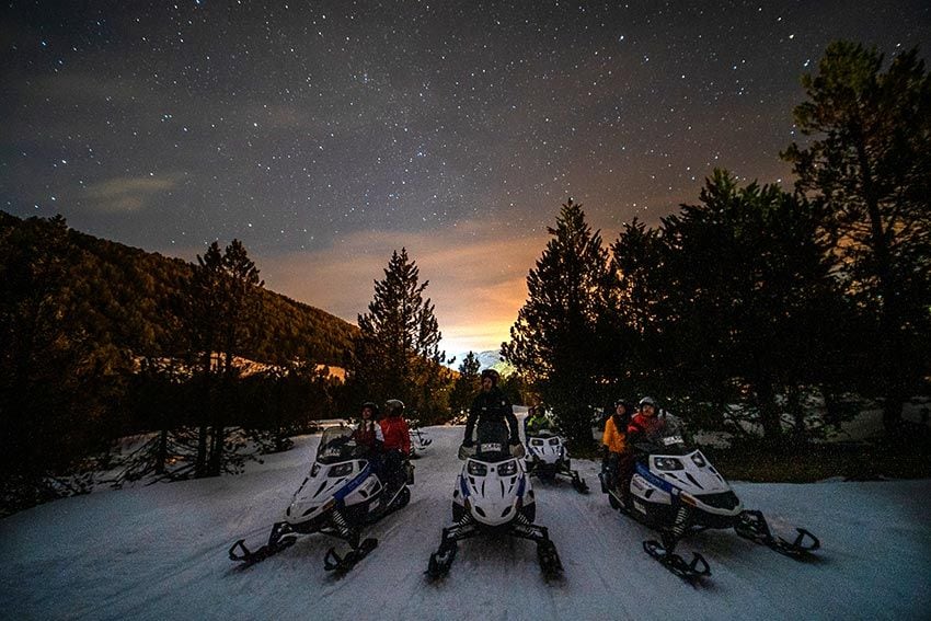 Excursión nocturna en motos de nieve, Andorra