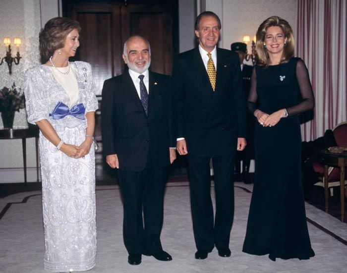 Reina Sofía, rey Juan Carlos, rey Hussein y reina Noor