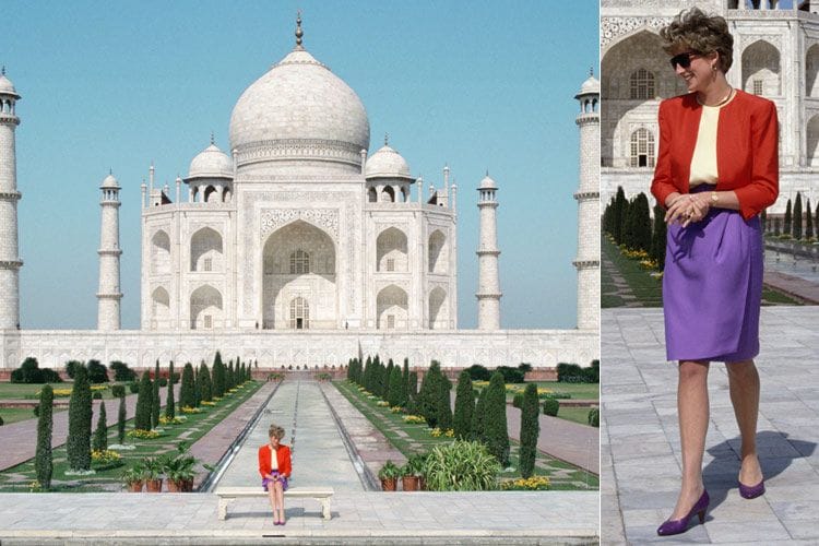 En 1992 la Princesa Diana de Gales visitó la India y entre los lugares que recorrió no faltó el Taj Mahal, el templo del amor eterno
