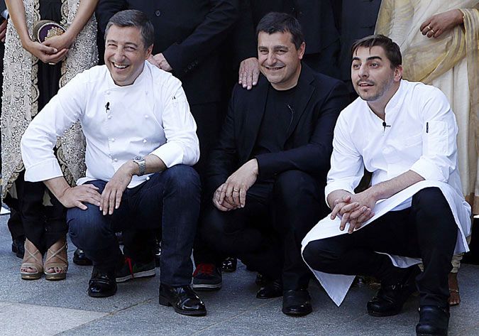 Los hermanos Roca, de izquierda a derecha, Joan (chef del 'El Celler de Can Roca'), Josep (encargado de la parte de los vinos) y Jordi (al frente del apartado de la repostería).
