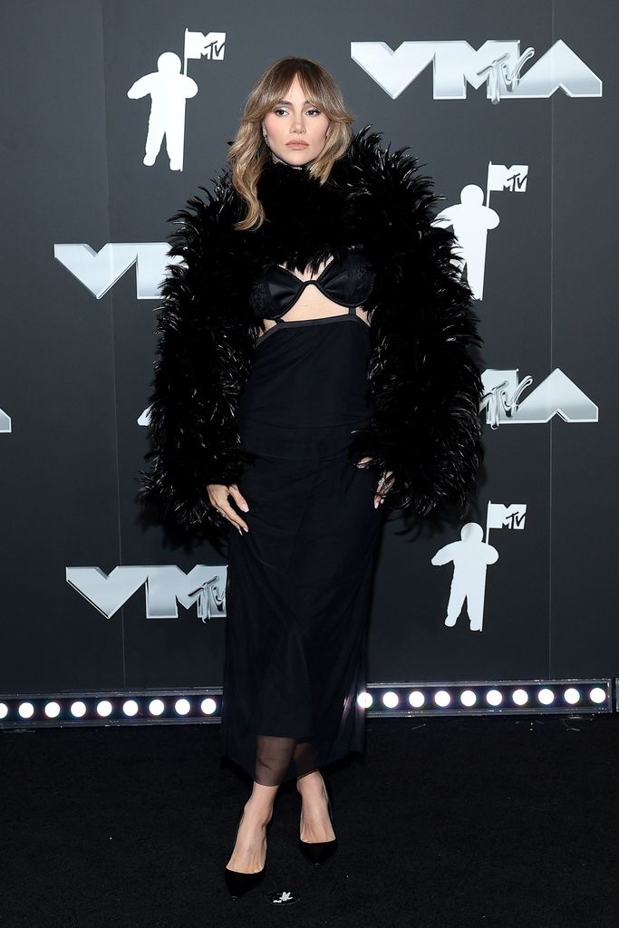 ELMONT, NEW YORK - SEPTEMBER 11: Suki Waterhouse attends the 2024 MTV Video Music Awards at UBS Arena on September 11, 2024 in Elmont, New York. (Photo by Dimitrios Kambouris/Getty Images)