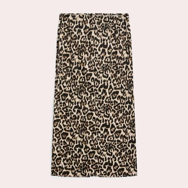 Falda midi animal print abertura