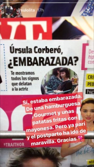 Úrsula Corberó responde a los rumores de embarazo