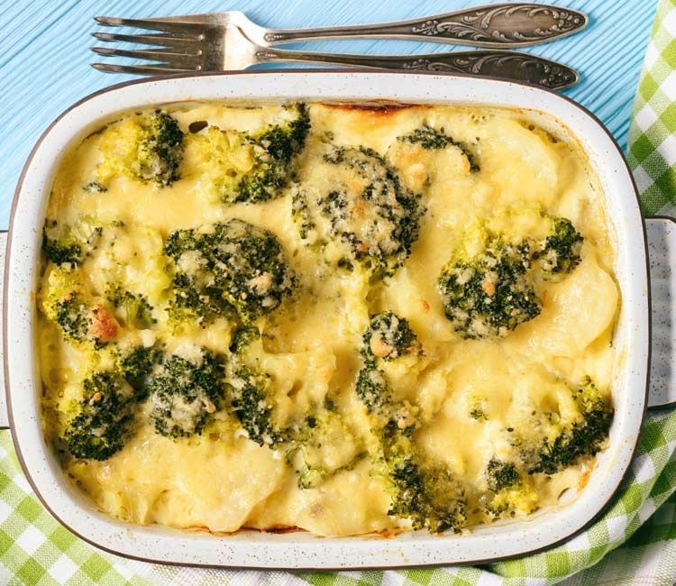 Brócoli y patata gratinados con sabayón