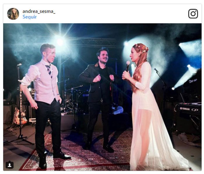 Iker Muniain, Andrea Sesma y Dani Martín durante la boda de la pareja