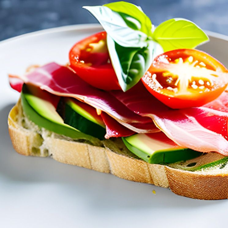 Tosta de aguacate y jamón