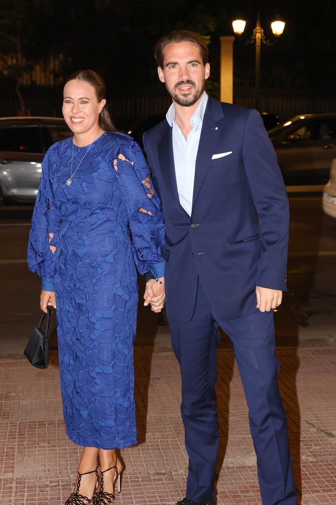 Philippos de Grecia y Nina Flohr en la Preboda Teodora de Grecia y Matthew Kumar