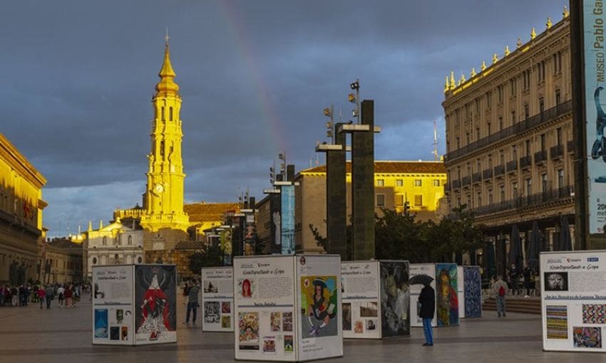 Iniciativa ‘Cubos de Goya’ en la plaza del Pilar.