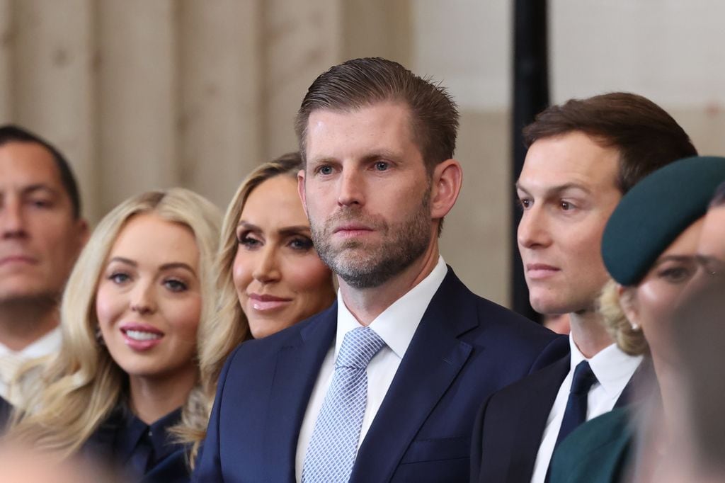 WASHINGTON, DC - JANUARY 20: Tiffany Trump, Lara Trump, Eric Trump and Jared Kushner attend the Inauguration of Donald J. Trump in the U.S. Capitol Rotunda on January 20, 2025 in Washington, DC. Donald Trump takes office for his second term as the 47th president of the United States. (Photo by Kevin Lamarque - Pool/Getty Images)