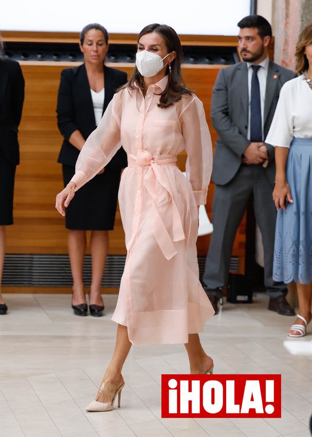 La reina Letizia rescata su camisero rosa transparente en los Premios Nacionales de Cultura
