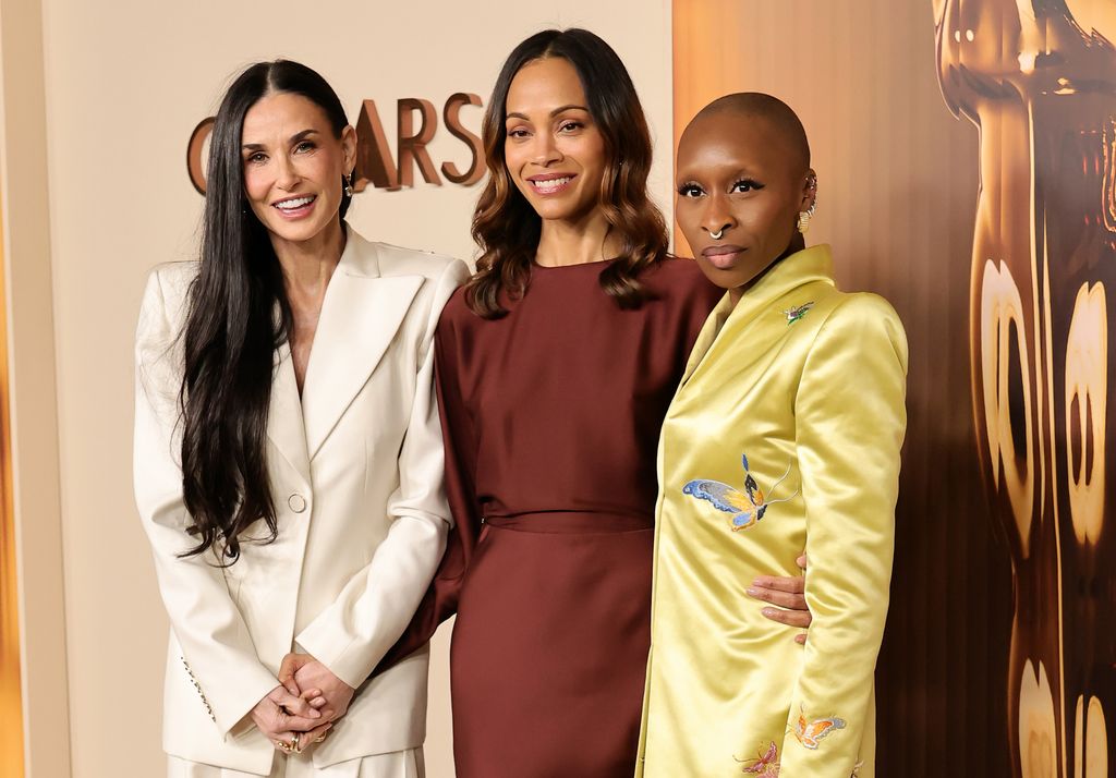 Demi Moore, Zoe Saldaña y Cynthia Erivo en la cena de nominados.