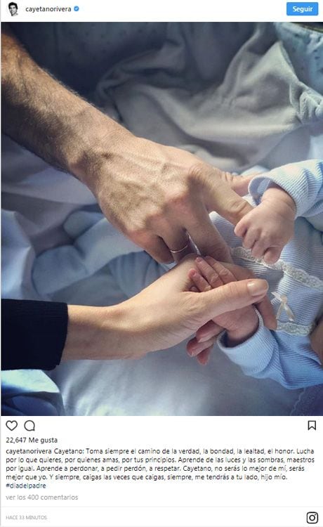 Cayetano Rivera dedica unas preciosas palabras a su primer hijo en el día del padre