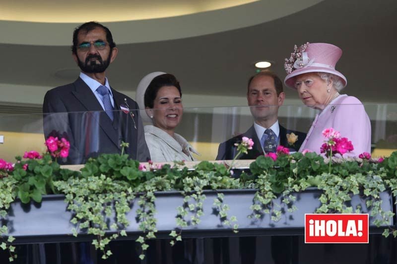 Emir de Dubái, princesa Haya, y reina Isabel