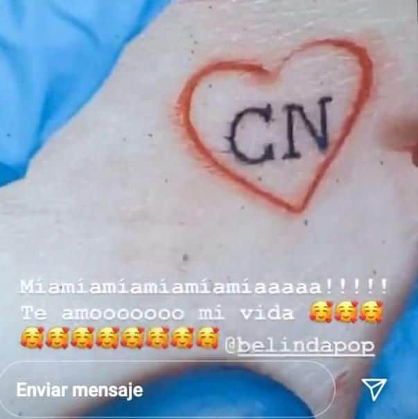 christian nodal gets belinda 39 s name tattooed on his face