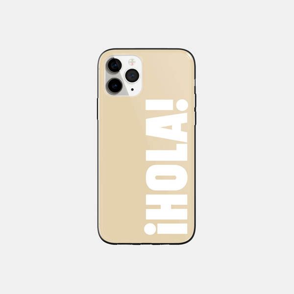 funda hola logotipo beige