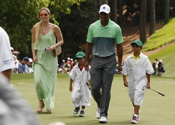 Lindsey Vonn acompañó a los niños a esta cita, en la que Tiger no participaba desde 2004
