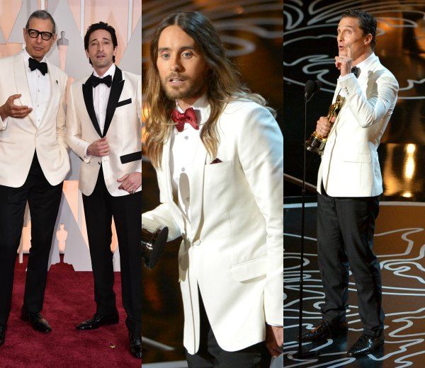 Matthew McCounaghey, uno de los primeros en sumarse a la moda del tuxedo blanco en la alfombra roja.
