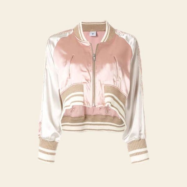 cazadora bomber satinada rosa