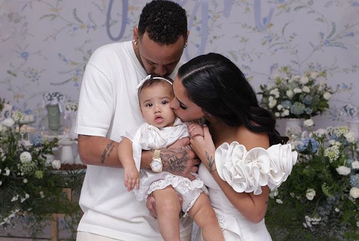 Neymar y Bruna Biancardi en el bautizo de su hija