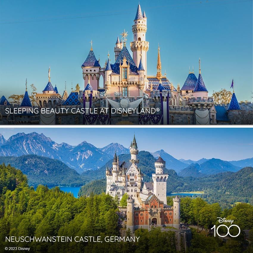 castillo de la bella durmiente en disneyland x neuschwanstein castle