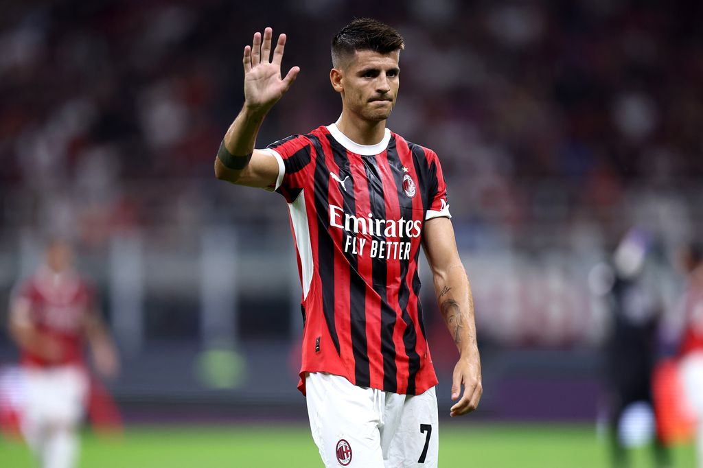 Alvaro Morata en su debut con el AC Milan 