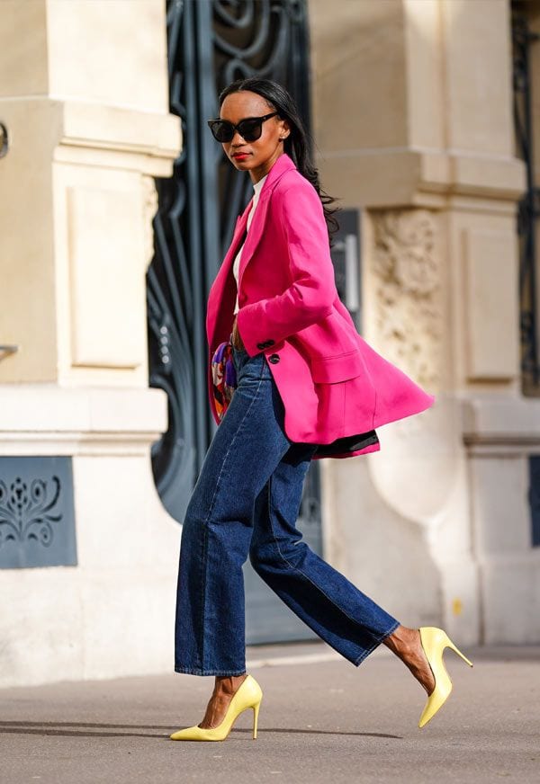 chaqueta rosa look