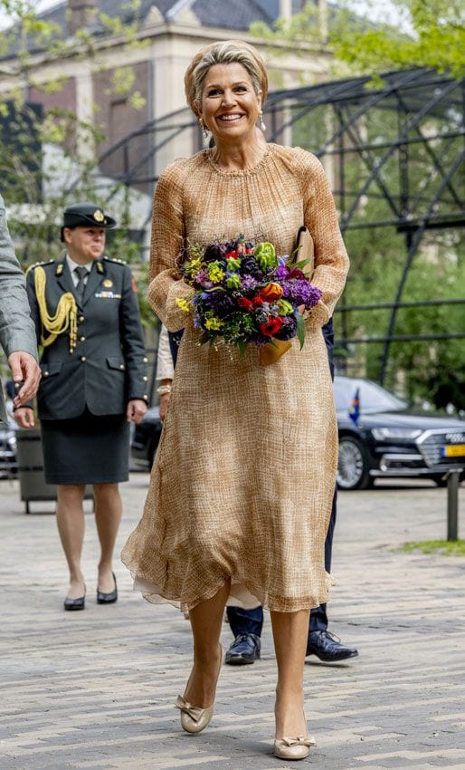 Máxima de Holanda: blusa de poeta con tocado de rosas