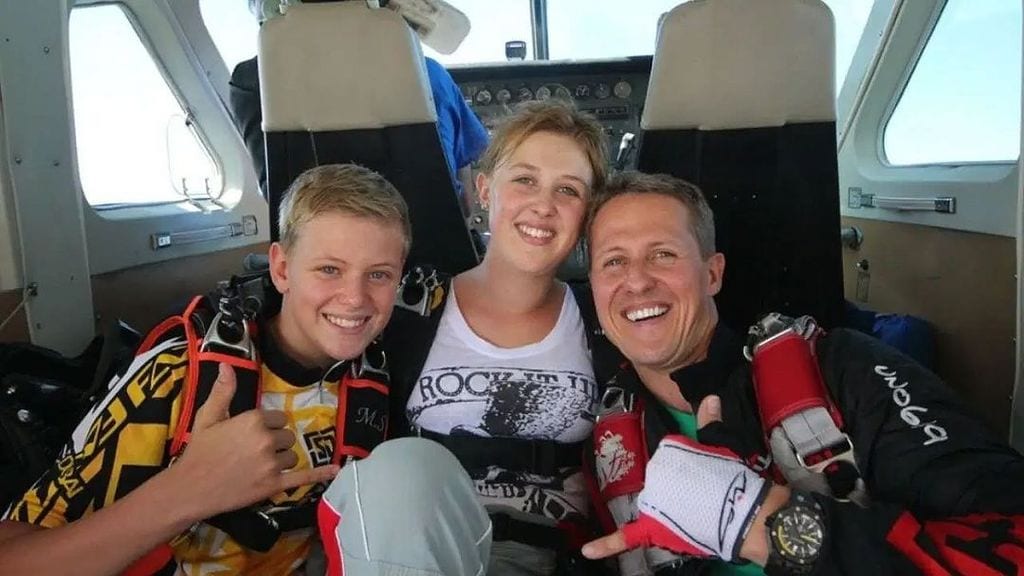 Michael Schumacher con sus dos hijos, Gina y Mick