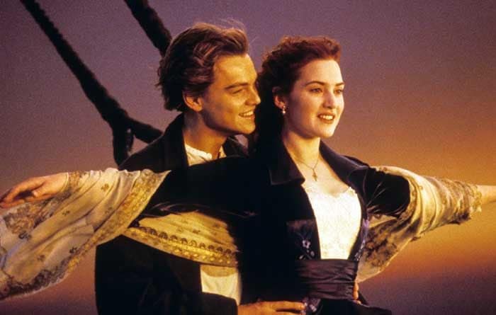 Leonardo DiCaprio y Kate Winslet en Titanic