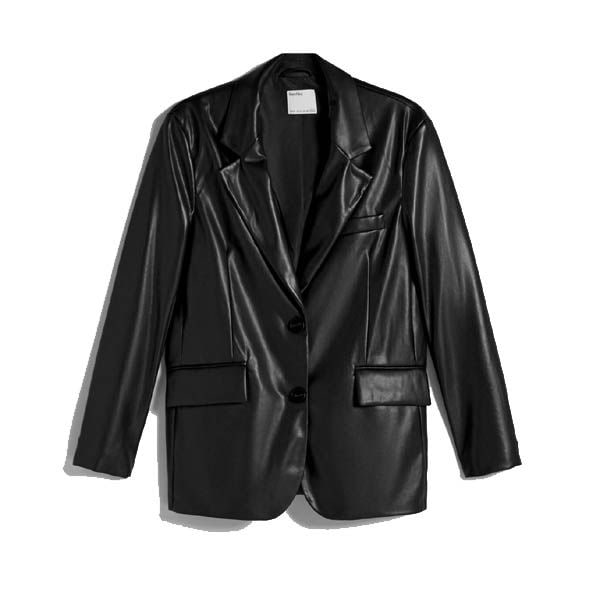 blazer cuero negra bershka