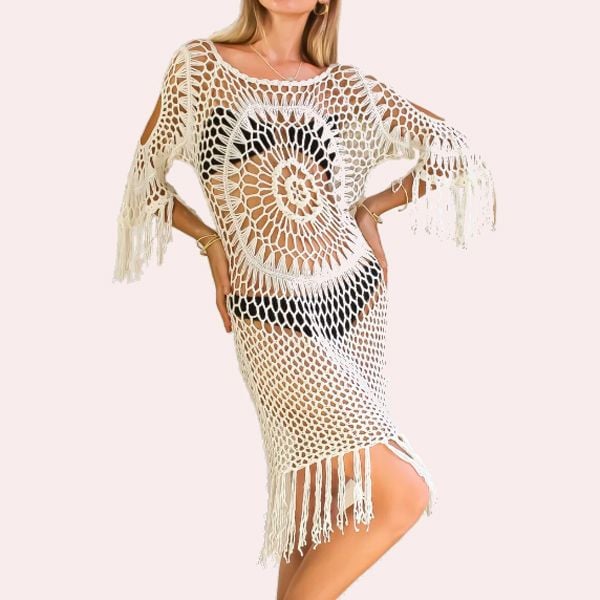 Vestido Eva de Crochet en Blanco Roto