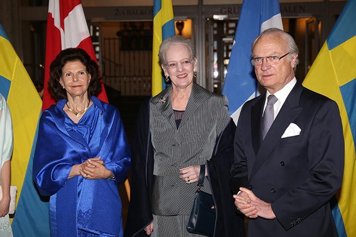 Margarita de Dinamarca con los reyes Carlos Gustavo y Silvia de Suecia