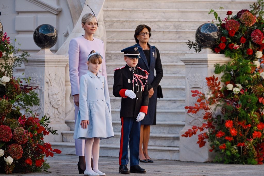 Charlene de Mónaco,Estefanía de Mónaco, Jacques y Gabriella de Mónaco en el Día Nacional de Mónaco de 2024