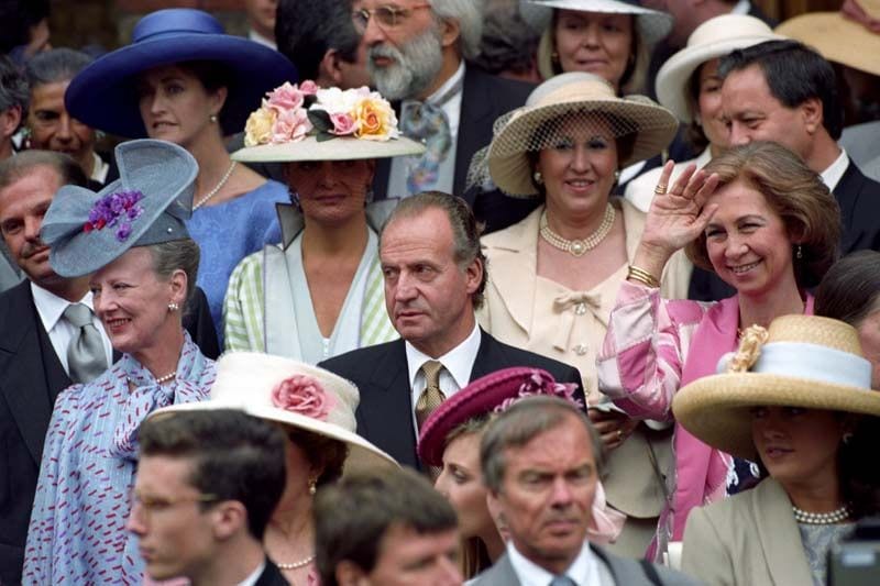 Rey Juan Carlos, reina Sofía y Margarita de Dinamarca