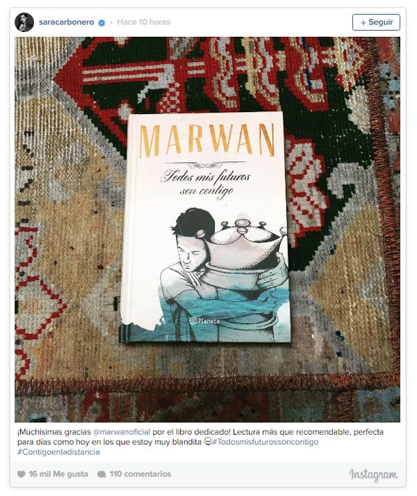 La periodista, que se ha quedado en Madrid al cuidado de sus dos pequeños, recibió un regalo muy especial que removió sus sentimientos, el libro de Marwan, 'Todos mis futuros son contigo'
