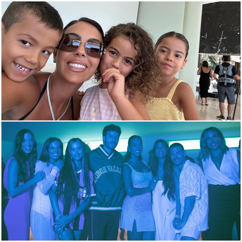 Georgina Rodríguez con sus hijos y con sus amigos y Sebastián Yatra