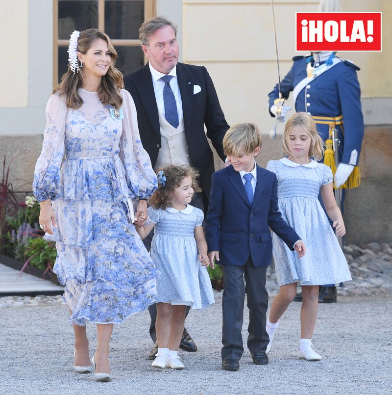 Magdalena de Suecia, Chris O'Neill y sus tres hijos Leonore, Nicolas y Adrienne