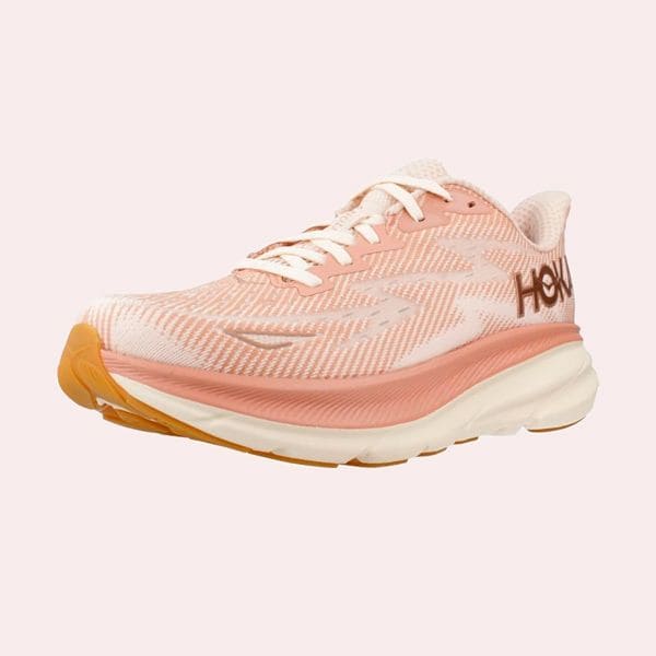 Zapatillas deportivas HOKA Clifton 9 en color rosa y blanco