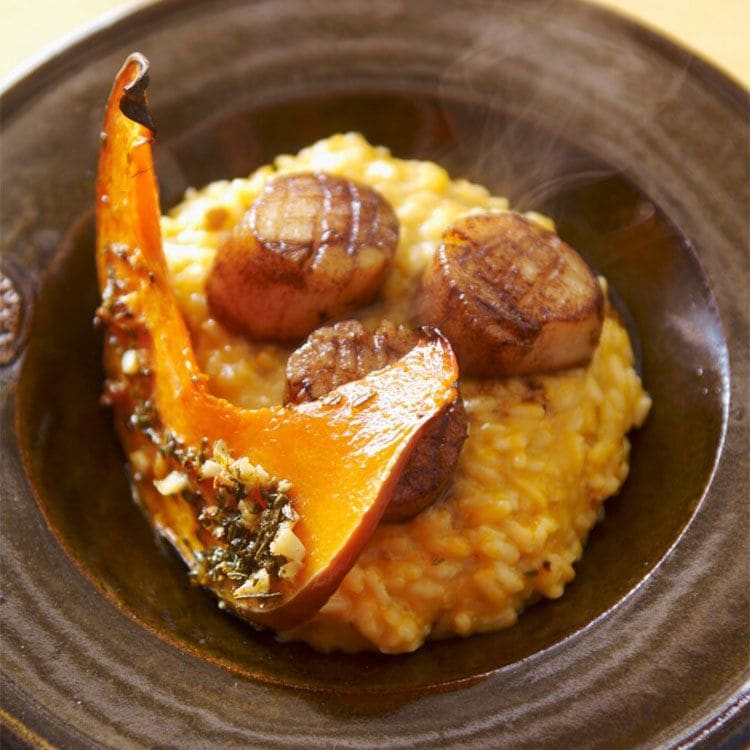 'Risotto' de calabaza y vieiras