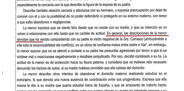 Informe de menores de Rocío Flores