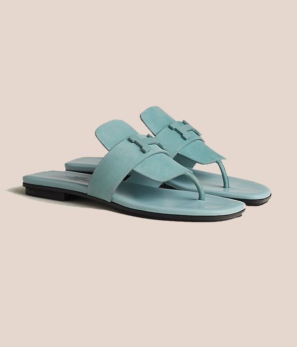 sandalias azules hermes