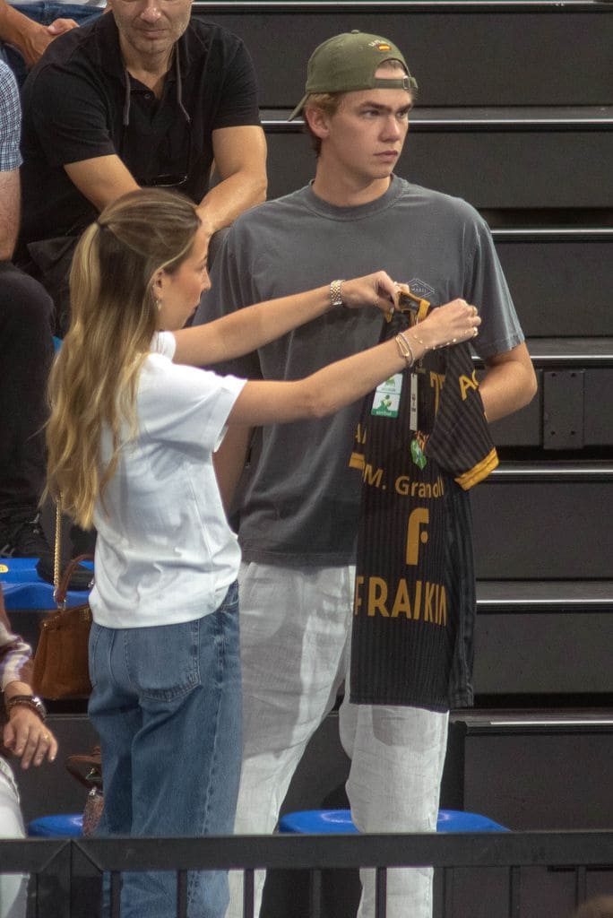 Olympia Beracasa y Miguel Urdangarin en el partido de Pablo Urdangarin a 07 de Septiembre en Granollers (España)