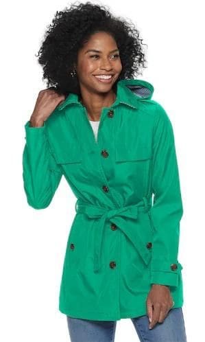 women 39 s weathercast belted trench coat de kohl s