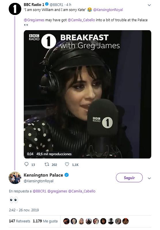 La sorprendente respuesta de los duques de Cambridge al 'robo' de Camila Cabello en Kensington