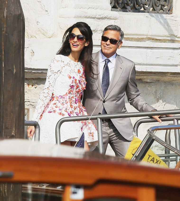 George y Amal Clooney tras convertirse en marido y mujer en Venecia en septiembre de 2014