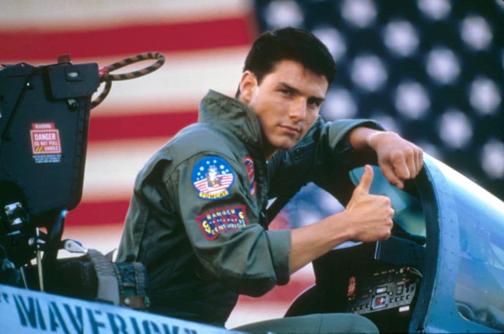 Tom Cruise en el set de Top Gun