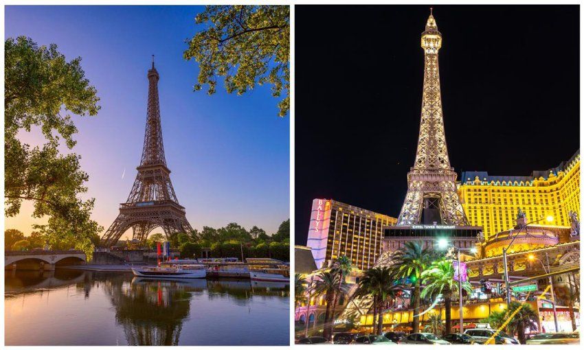 torre eiffel en paris y su replica en las vegas estados unidos