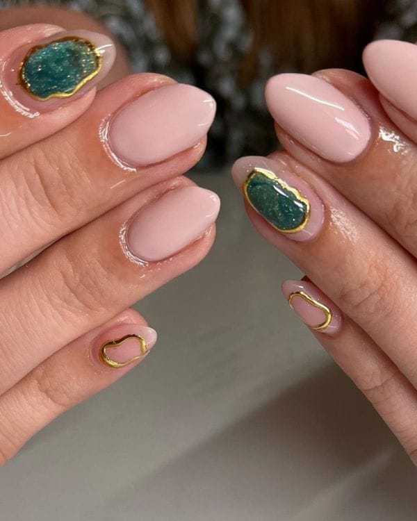 geode nails combinadas nude